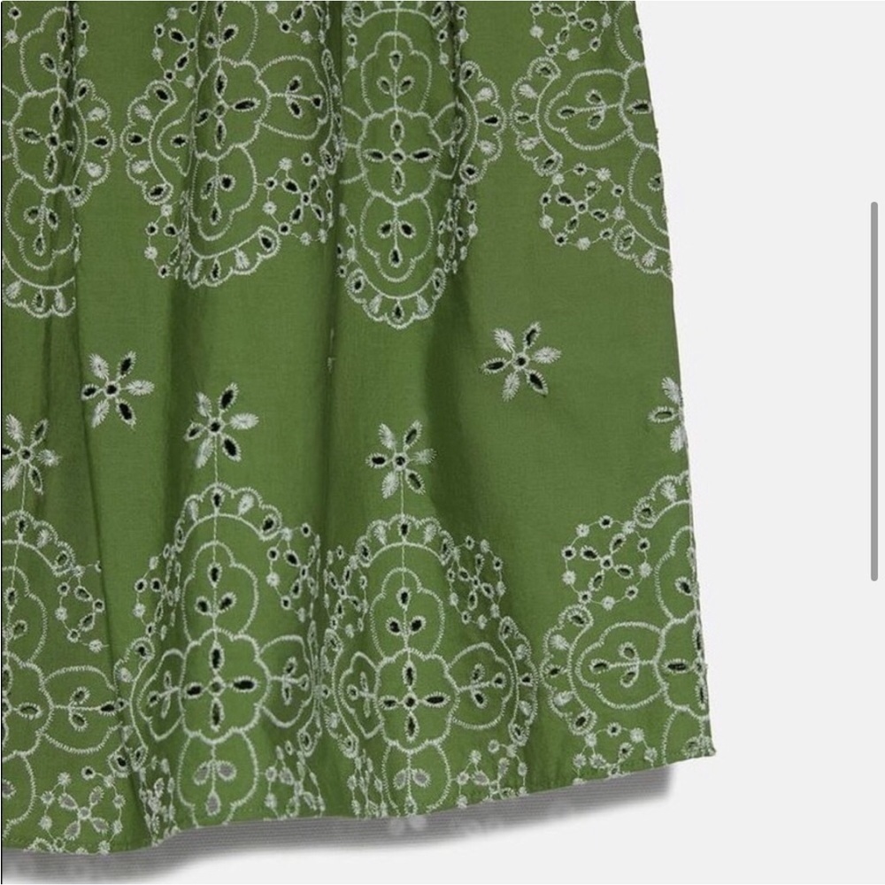 Zara | S| Green Openwork Embroidered Dress - Picture 3 of 5